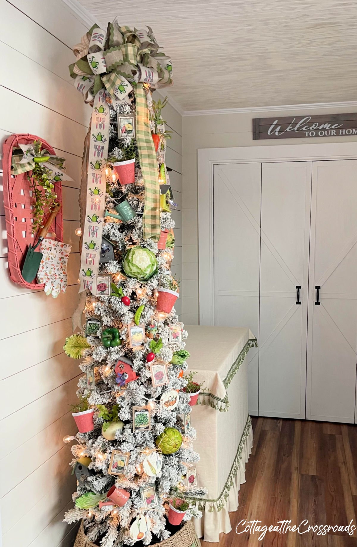 Garden theme tree in mudroom