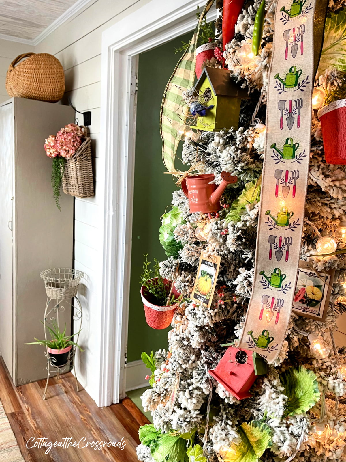 Garden theme christmas in our mudroom