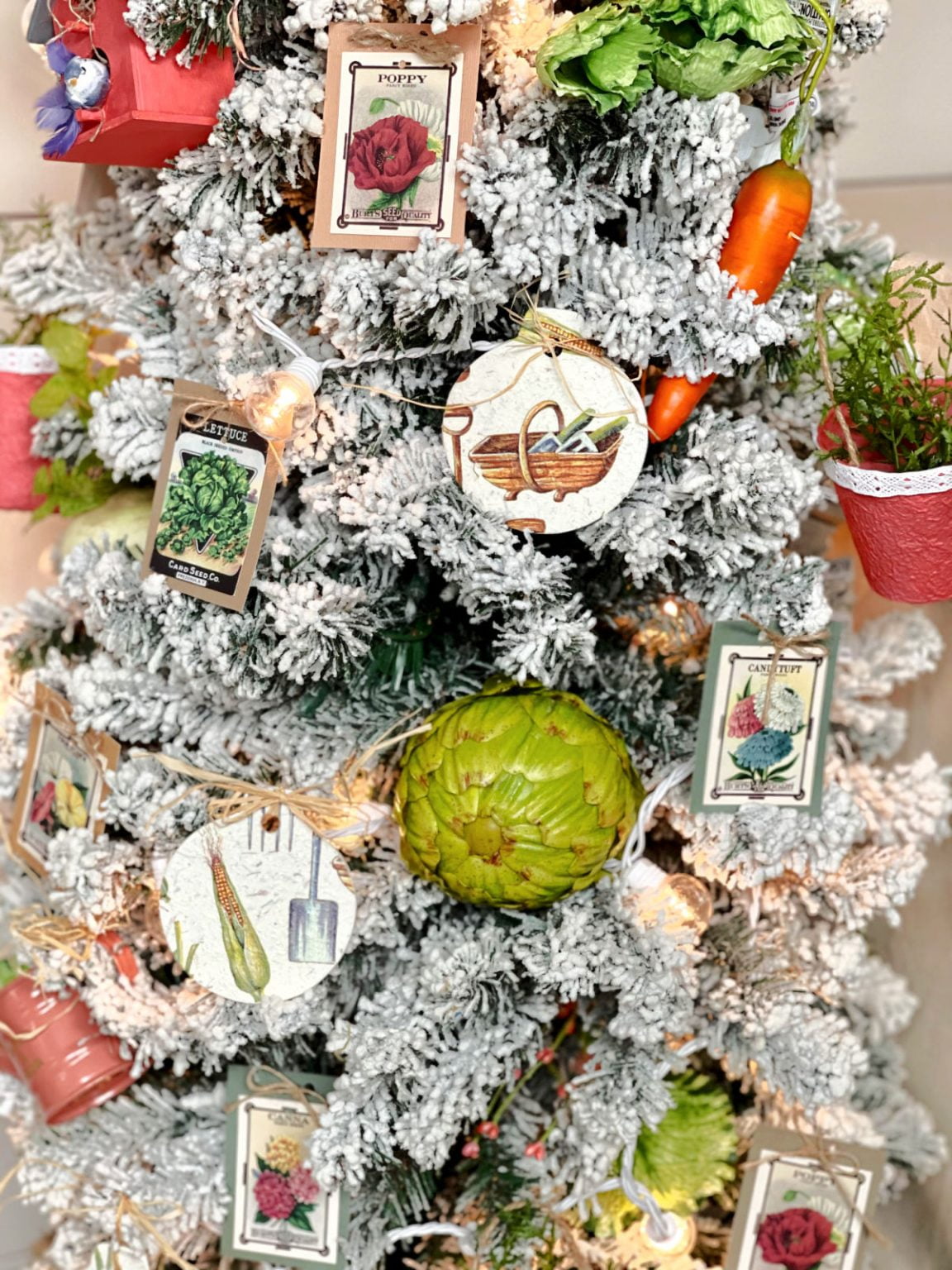 Garden Theme Christmas Tree in our Entry - Cottage at the Crossroads