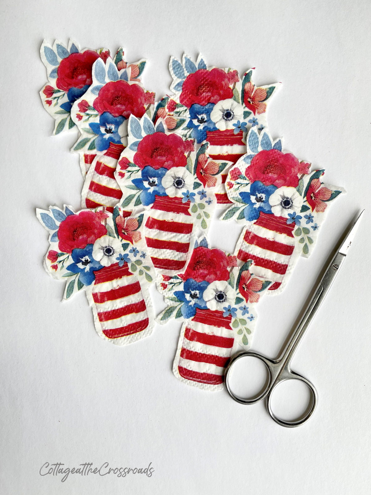 Patriotic mason jar design from napkin