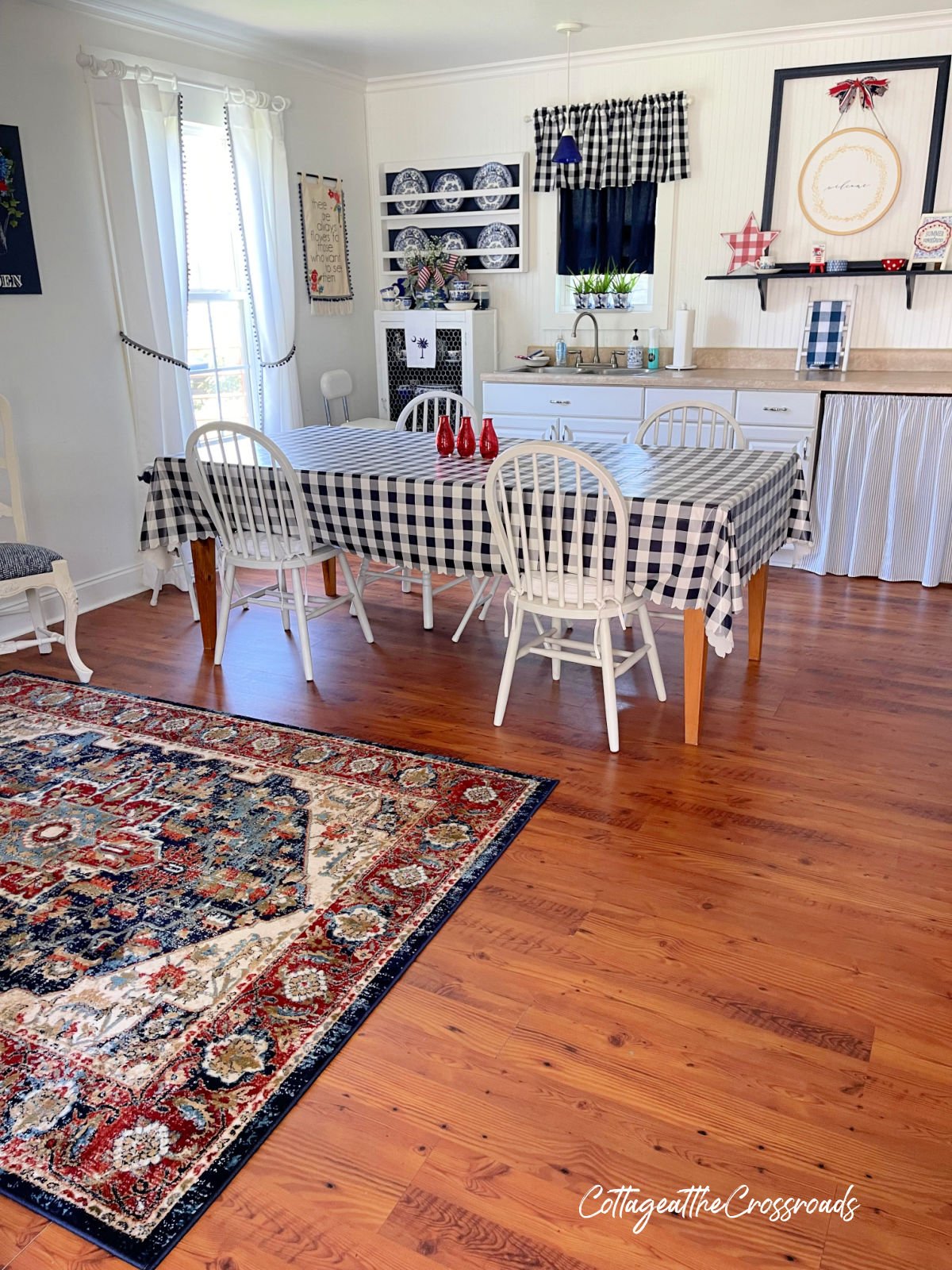 View of craft studio with table and rug