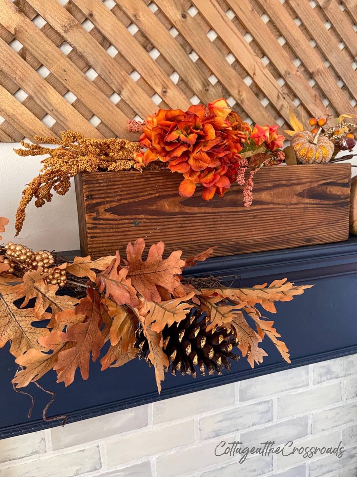 Fall garland and florals on a mantel