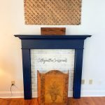 Wood lattice panel mounted on the wall above a mantel