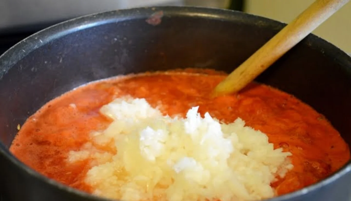 Homemade Canned Spaghetti Sauce 14 Chopped onions to the sauce