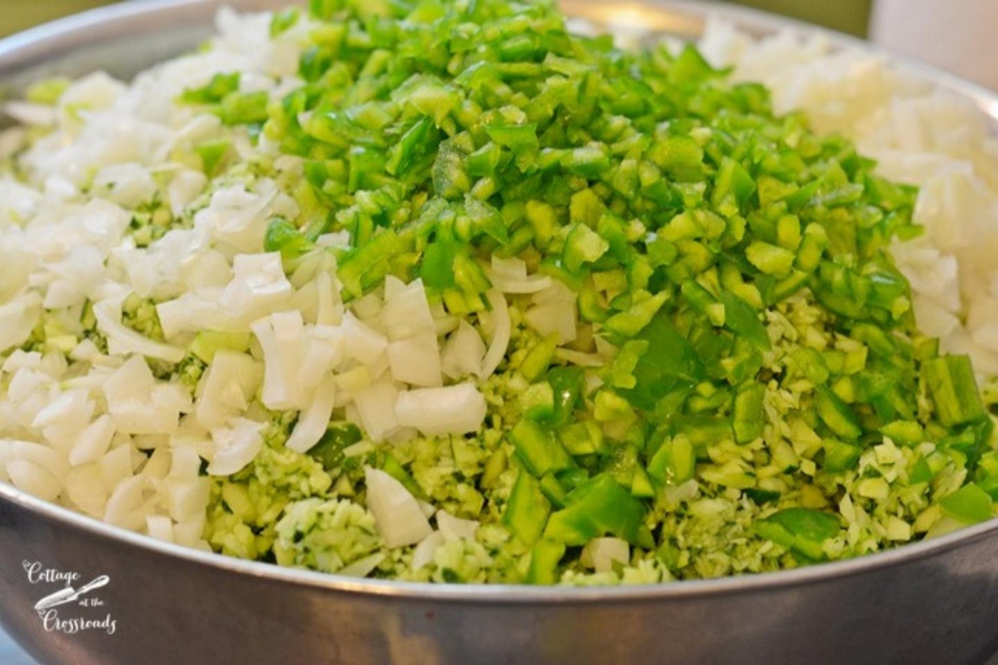 Mixture of cucumber with onions