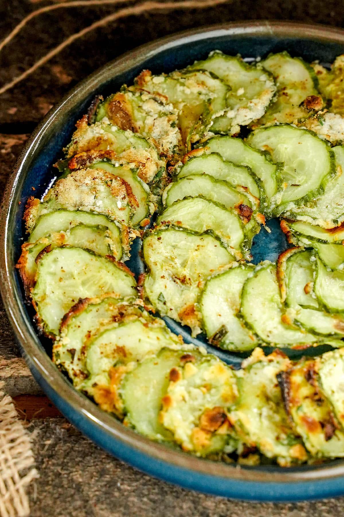 Cucumber chips on a plate