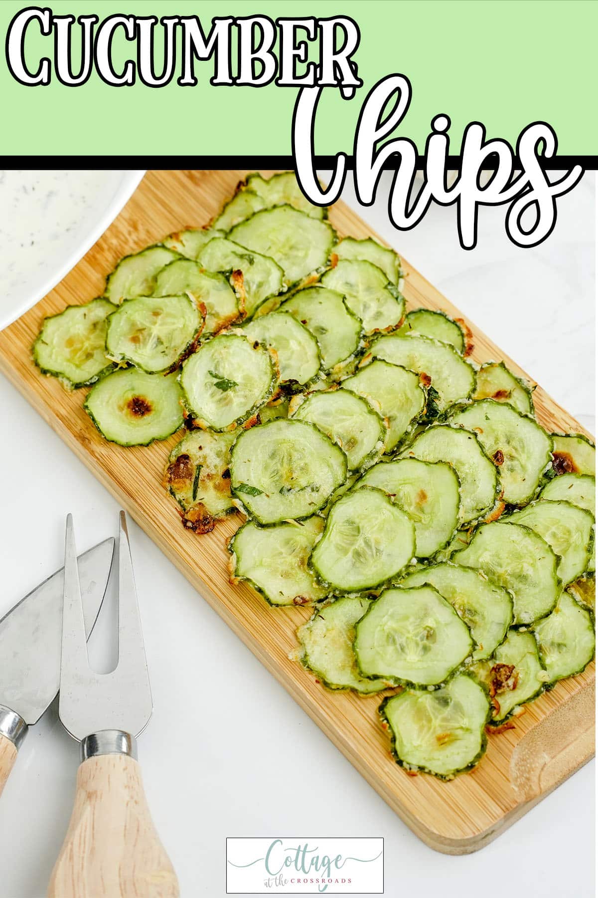 How to make chips from cucumbers with text which reads cucumber chips