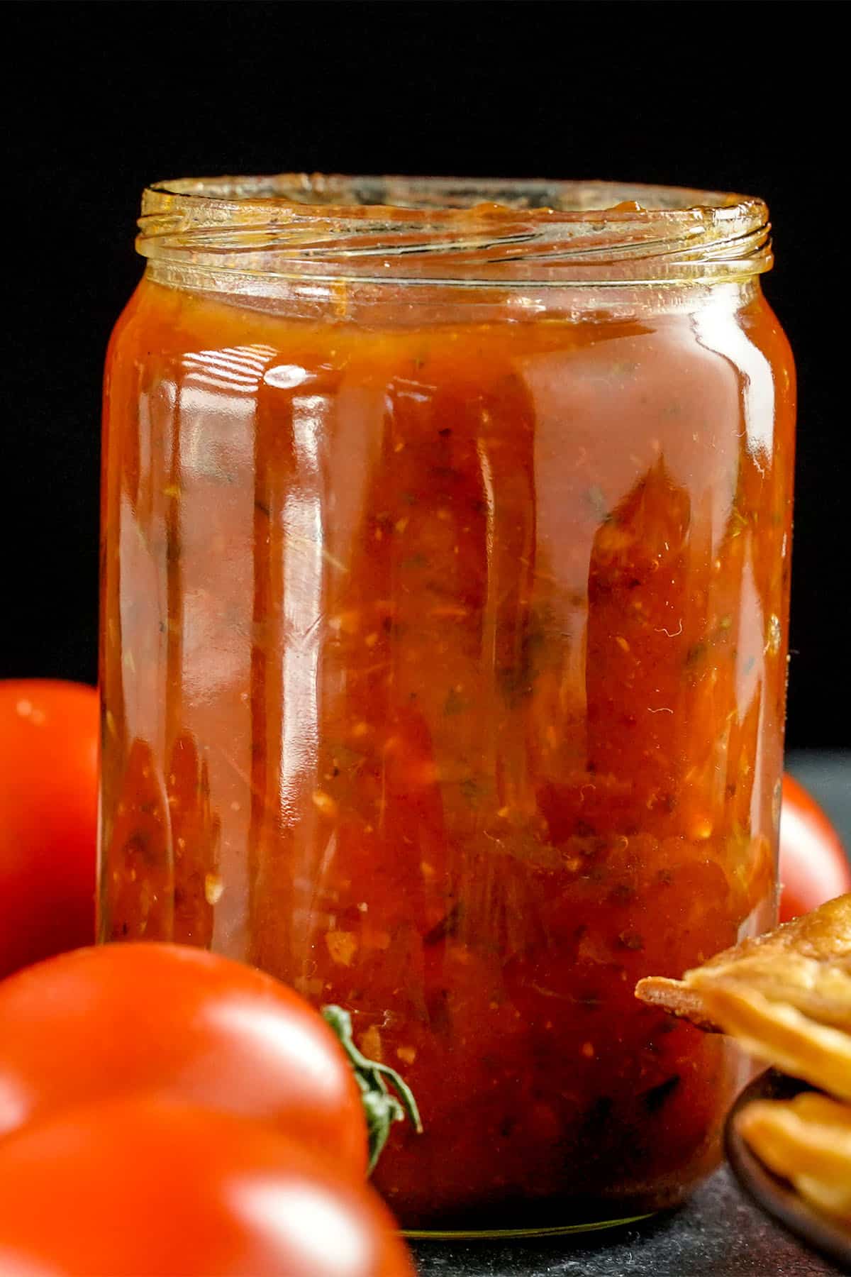 Canned salsa in a jar