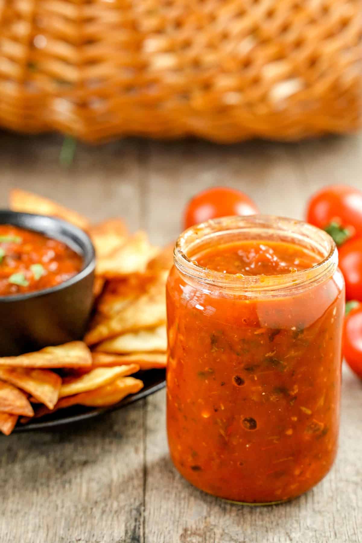 Canned jar of salsa