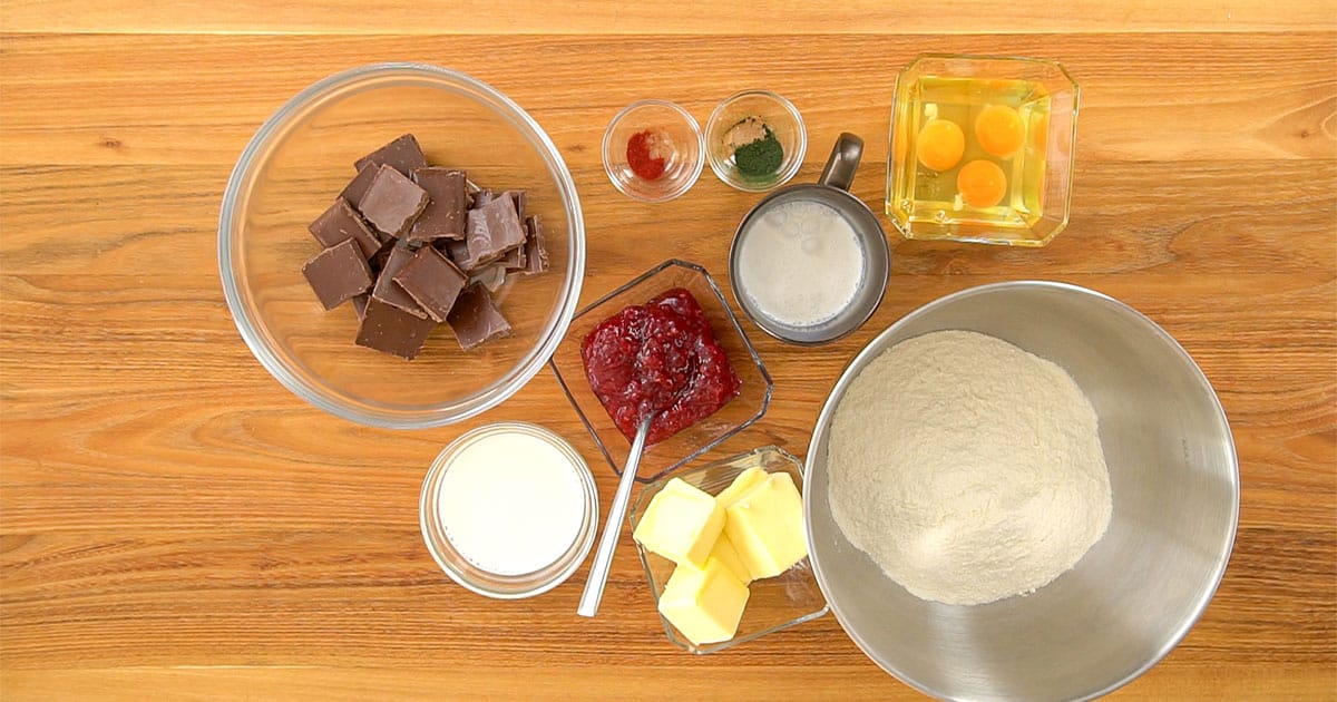 Ingredients to make italian ribbon cake