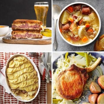 Four images of healthy sauerkraut meals.