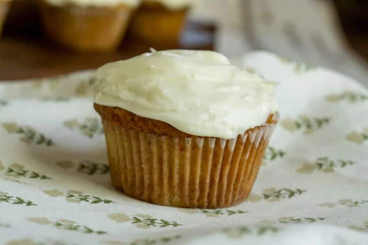 Sourdough carrot cupcake with cream cheese frosting