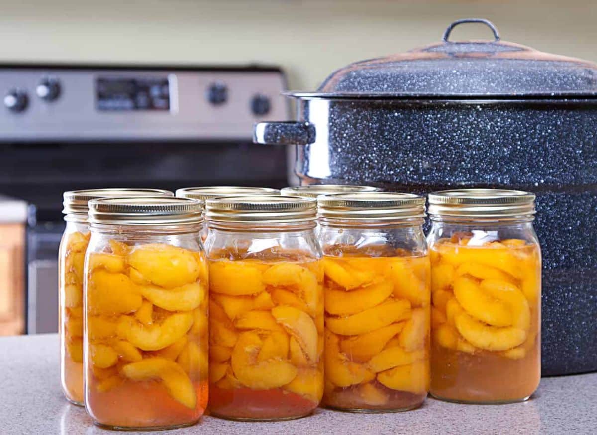 Caramel apple jam canned in glass jars.