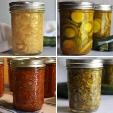 Four delicious zucchini canned recipes.