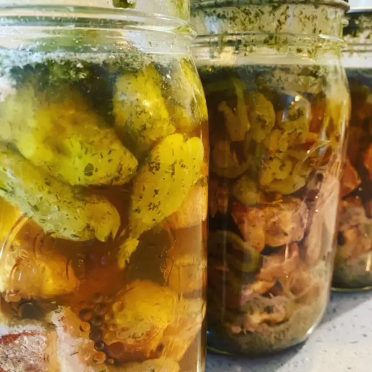 Canned mississippi pork roast in glass jars.