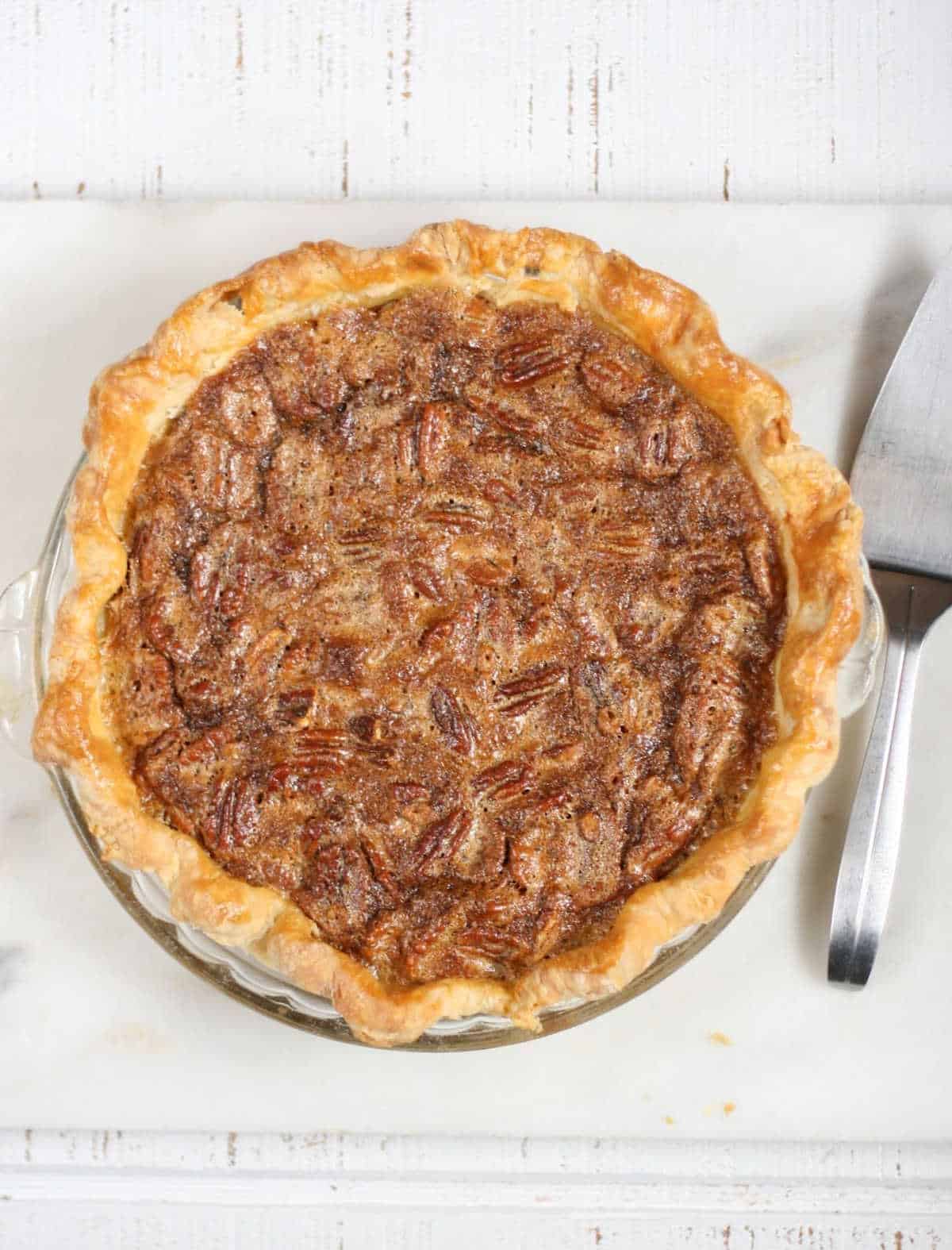 Scrumptious pecan pie in a mold.