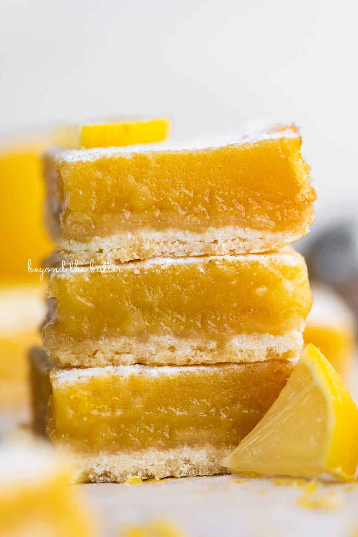 A pile of delicious lemon bars.