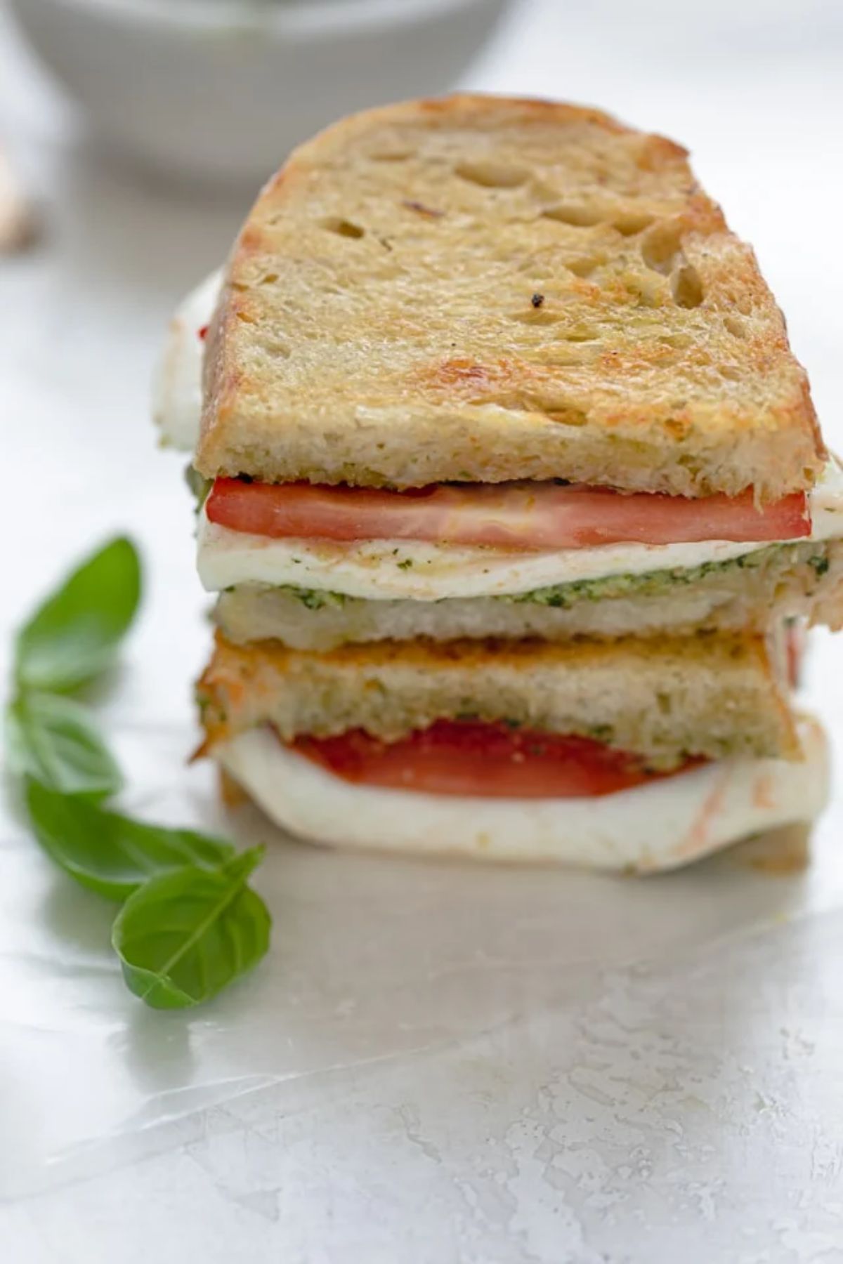 Delicious grilled mozzarella sandwiches on a table.