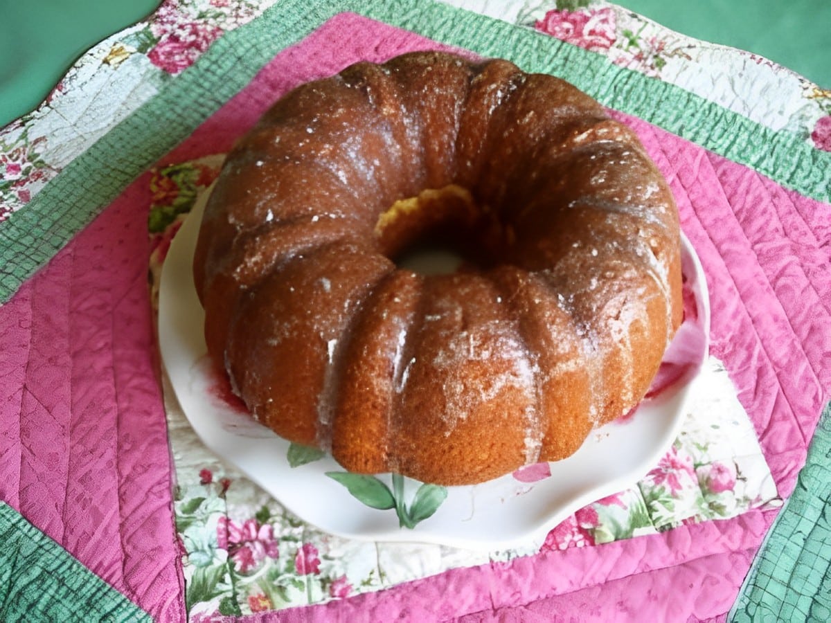 Scrumptious harvey wallbanger cake on a tray.