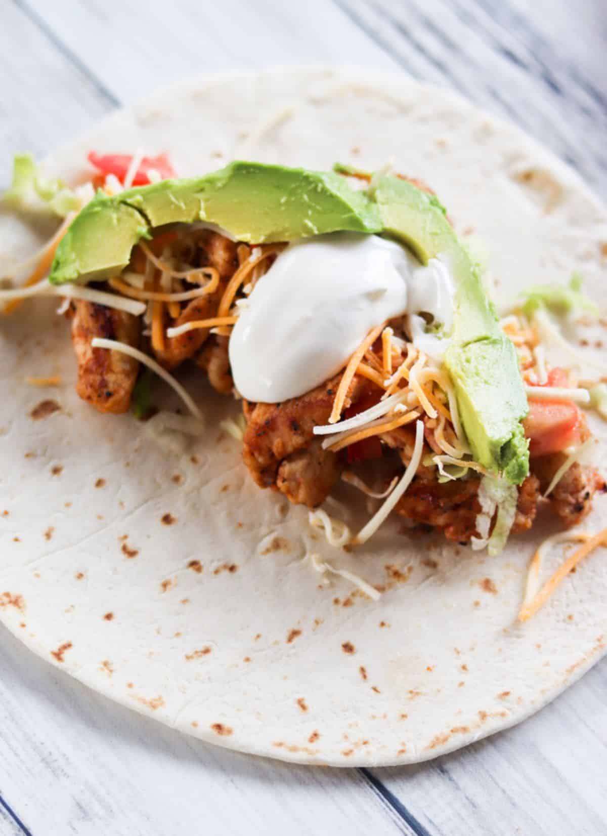 Spicy cajun griddle chicken taco