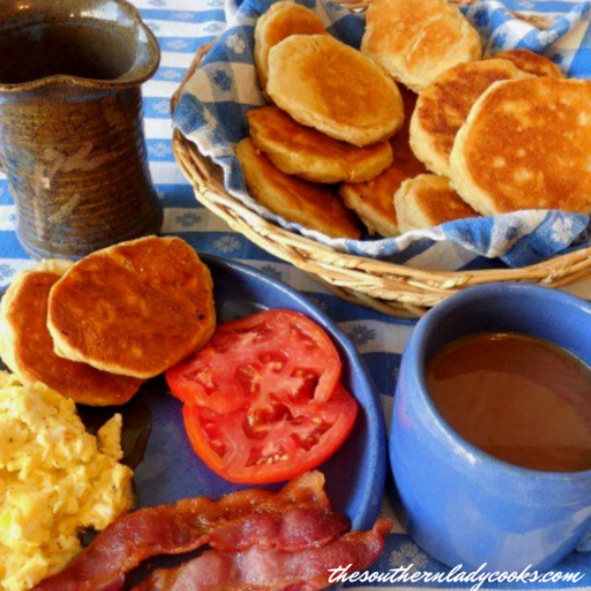 Fried canned biscuits in a wicker basket.