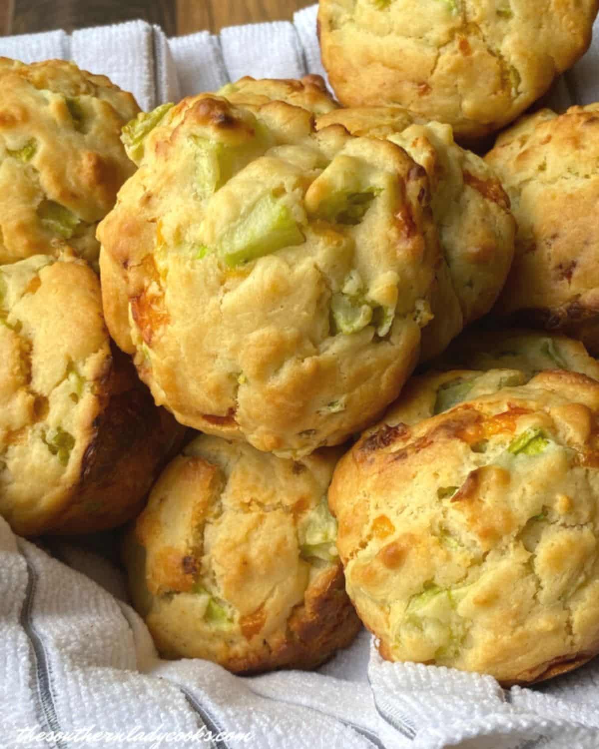 A bunch of green tomato muffins.