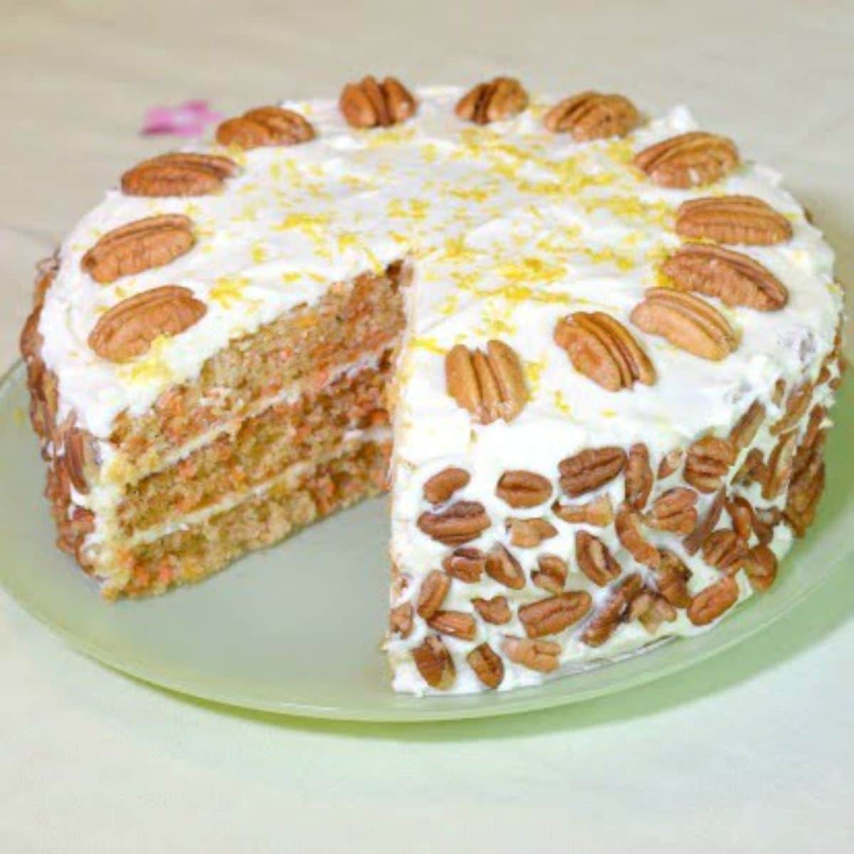 The best carrot cake! On a green tray.