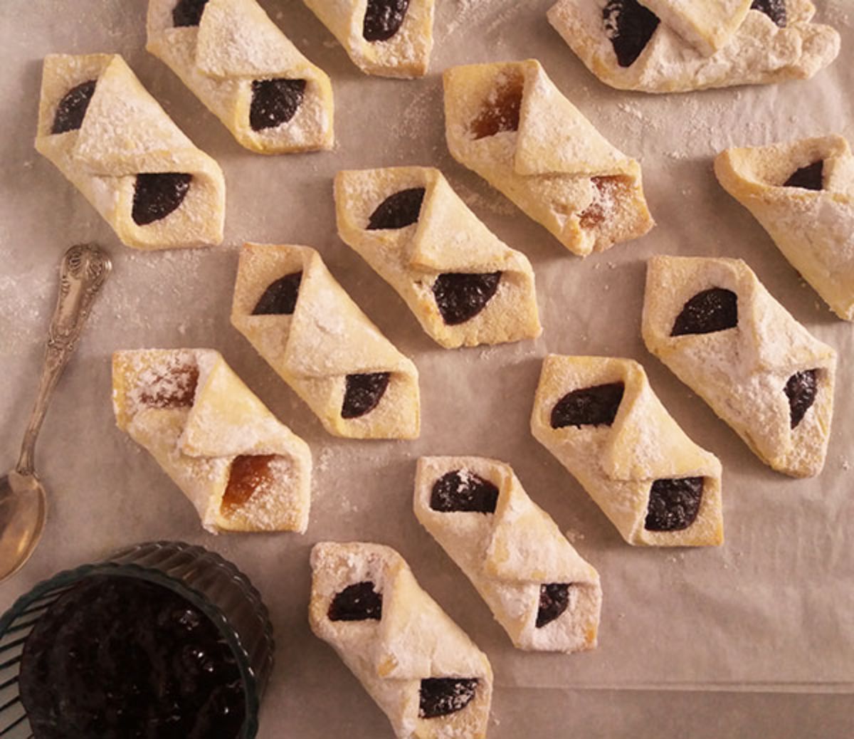 Delicious grandmother's jam-filled lard cookies.