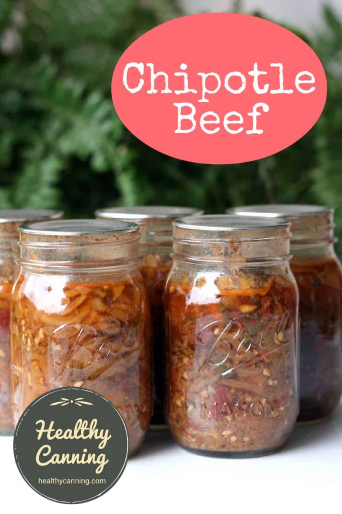 Chipotle beef for tacos canned in glass jars.
