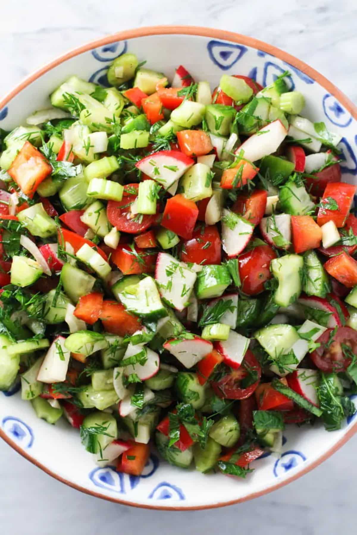 Healthy fresh vegetable salad in a bowl.