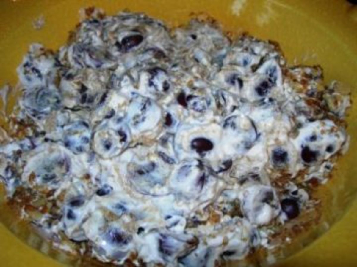 Juicy grape salad in a bowl.