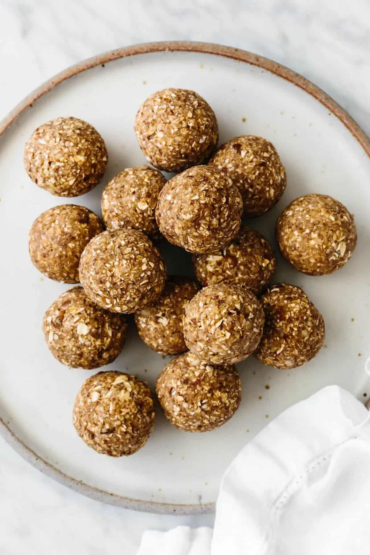 Scrumptious banana bread energy balls on a tray,