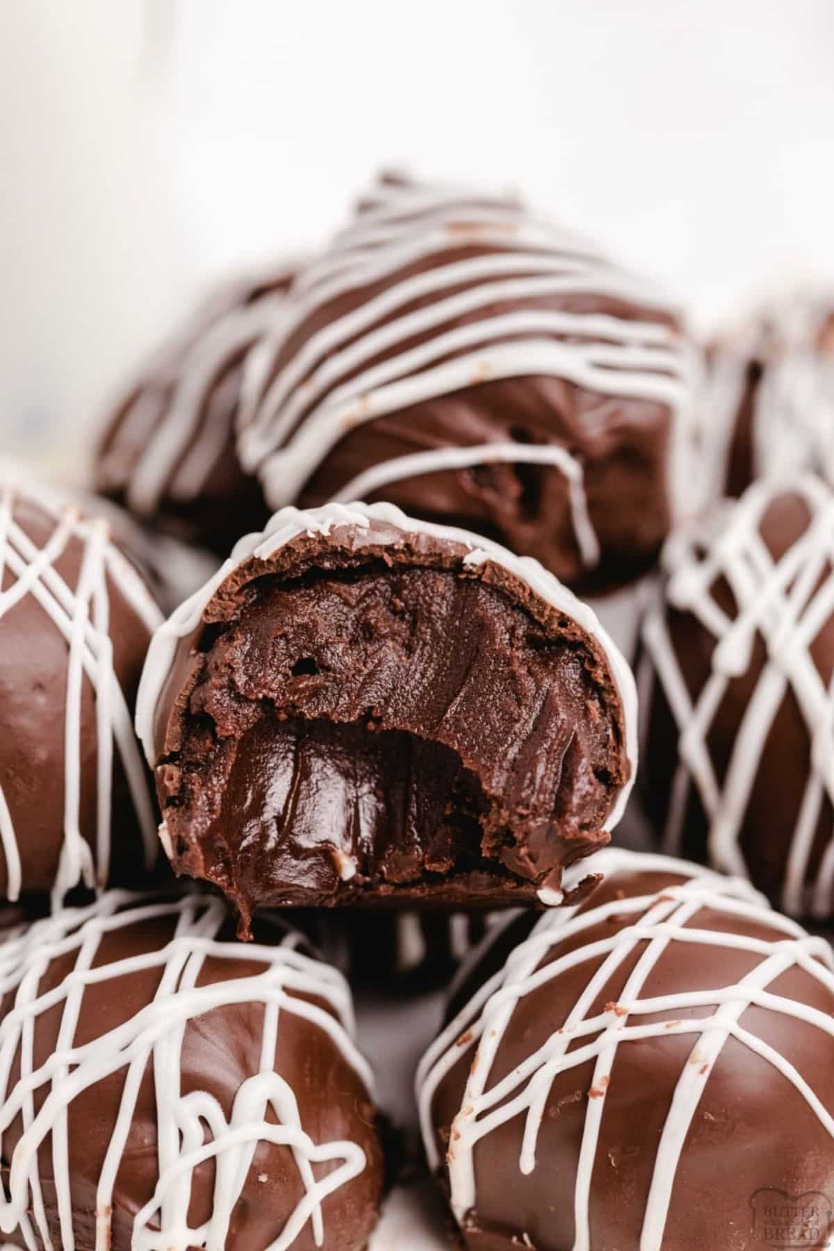 Mouth-watering dark chocolate truffles.