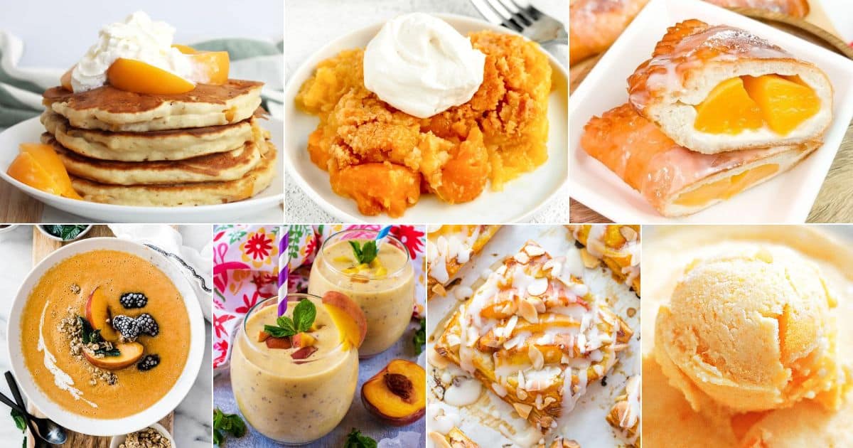 21 canned peach recipes for sweet treats facebook image.