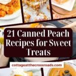 21 canned peach recipes for sweet treats pinterest image.