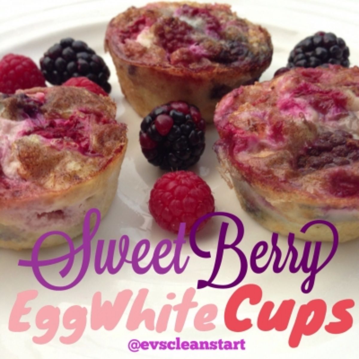 Flavorful sweet berry egg white cups on a white plate.