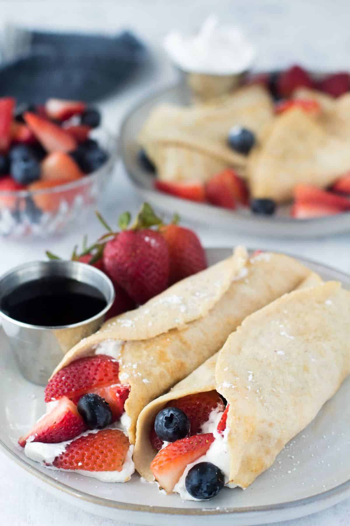 Scrumptious egg white crepes on a plate.