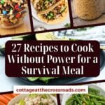 27 recipes to cook without power for a survival meal pinterest image.