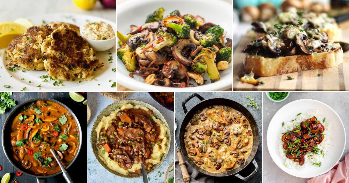 31 recipes using a lot of mushrooms (delicious & easy) facebook image.