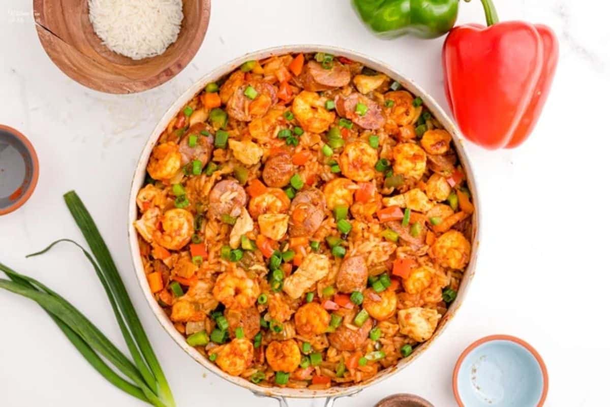 Mouth-watering jambalaya in a bowl.