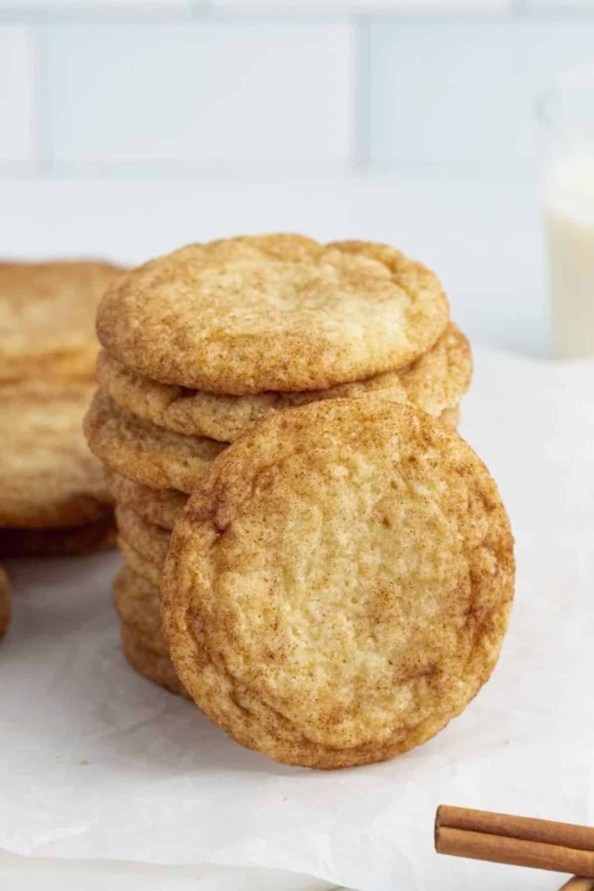 A pile of crunchy snickerdoodle cookies.