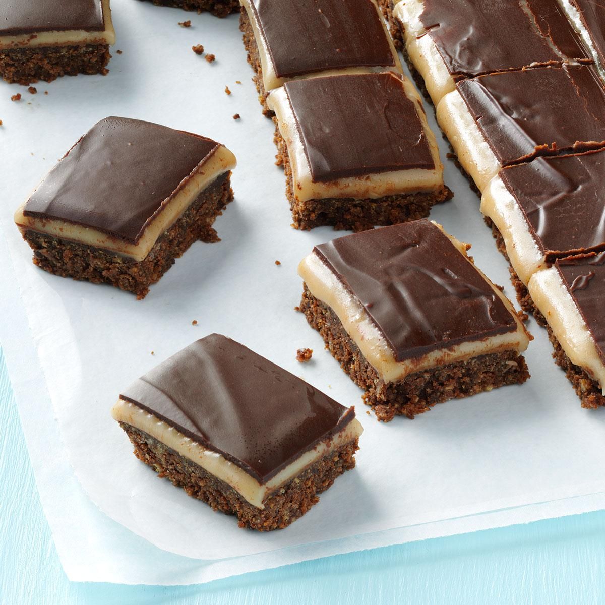 Delicious kahlua dream bars on a table.