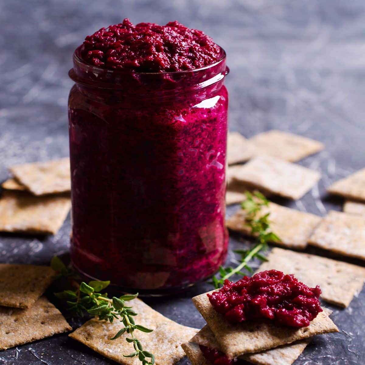 Healthy polish beet horseradish in a glass jar.