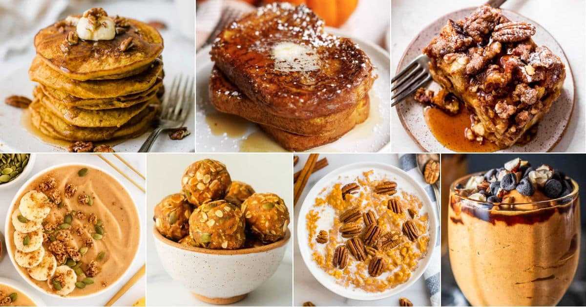27 pumpkin breakfast recipes for a fall twist facebook image.
