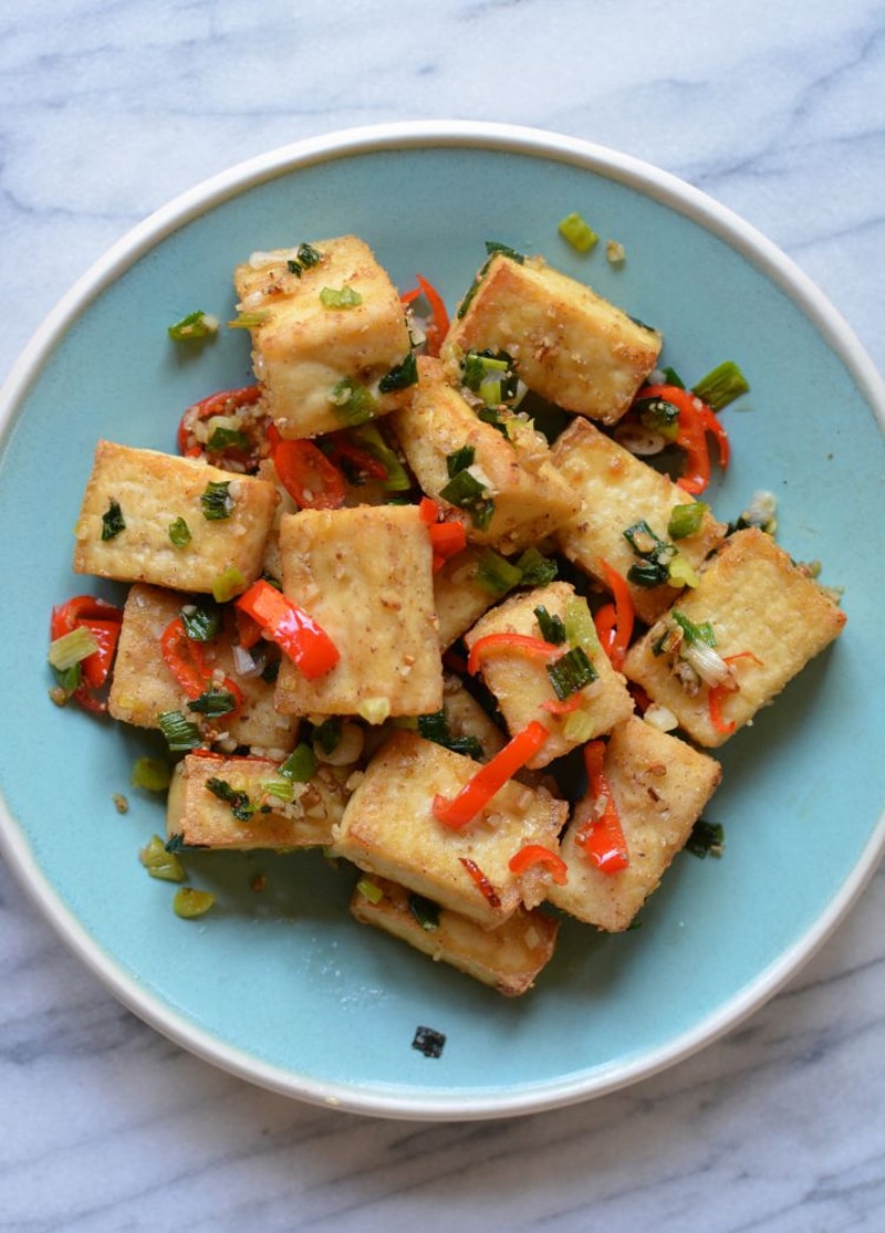 Air-fried salt and pepper tofu