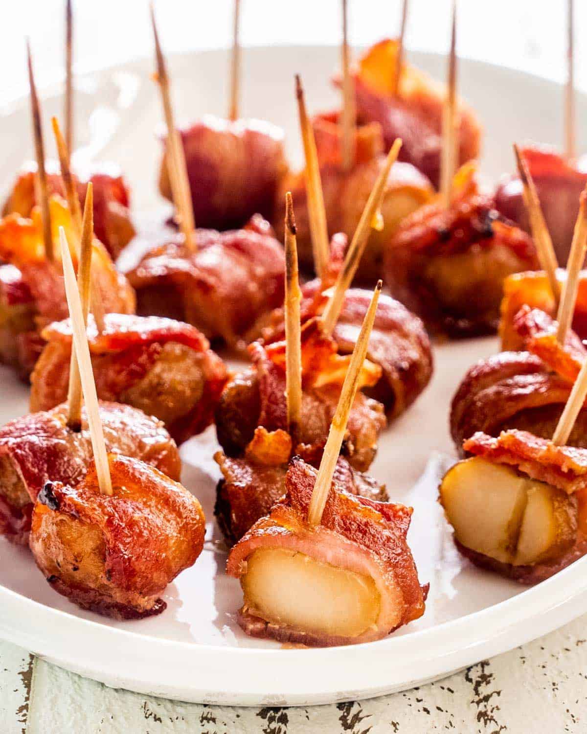 Air fryer bacon wrapped water chestnuts