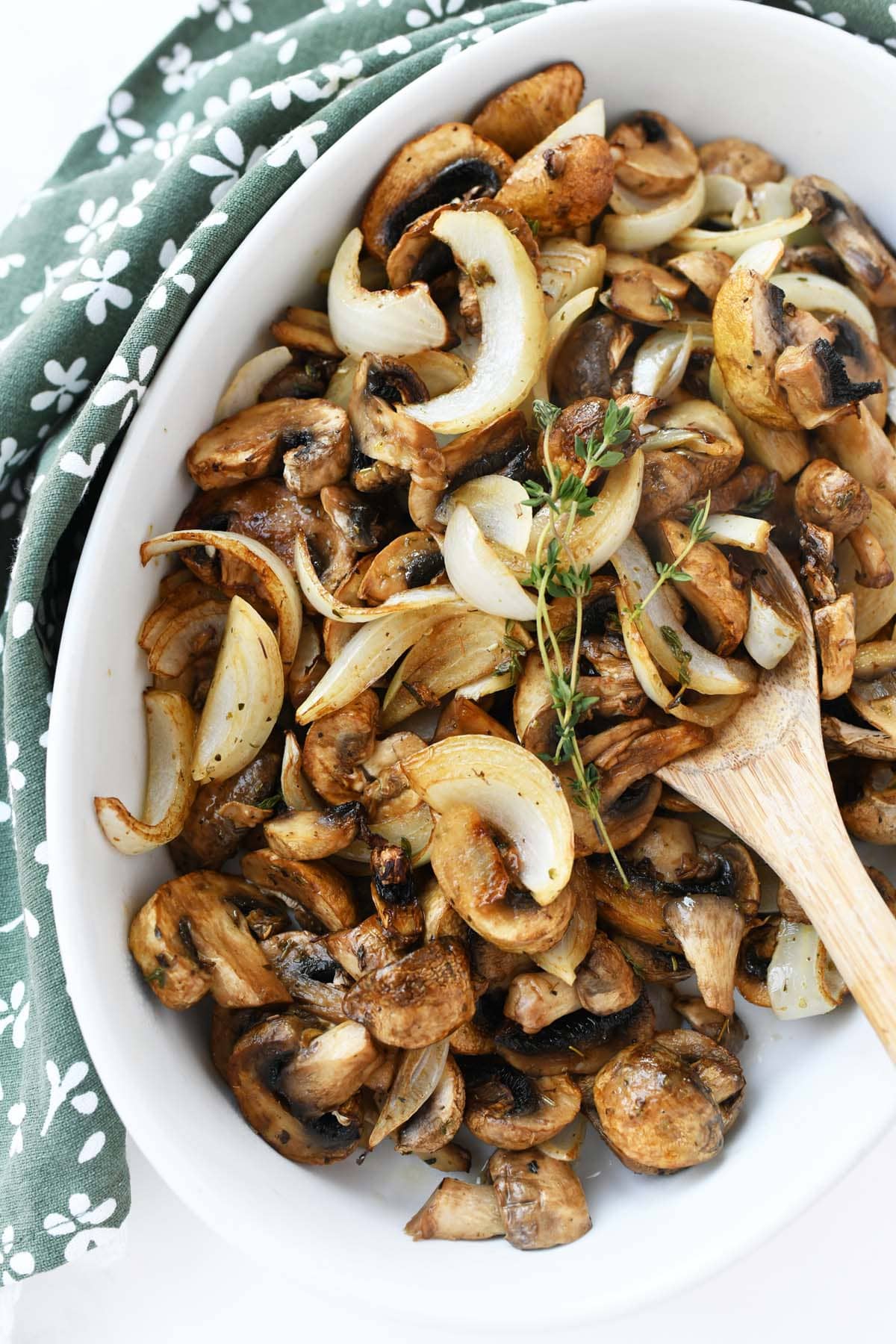 Air fryer balsamic mushrooms & onions