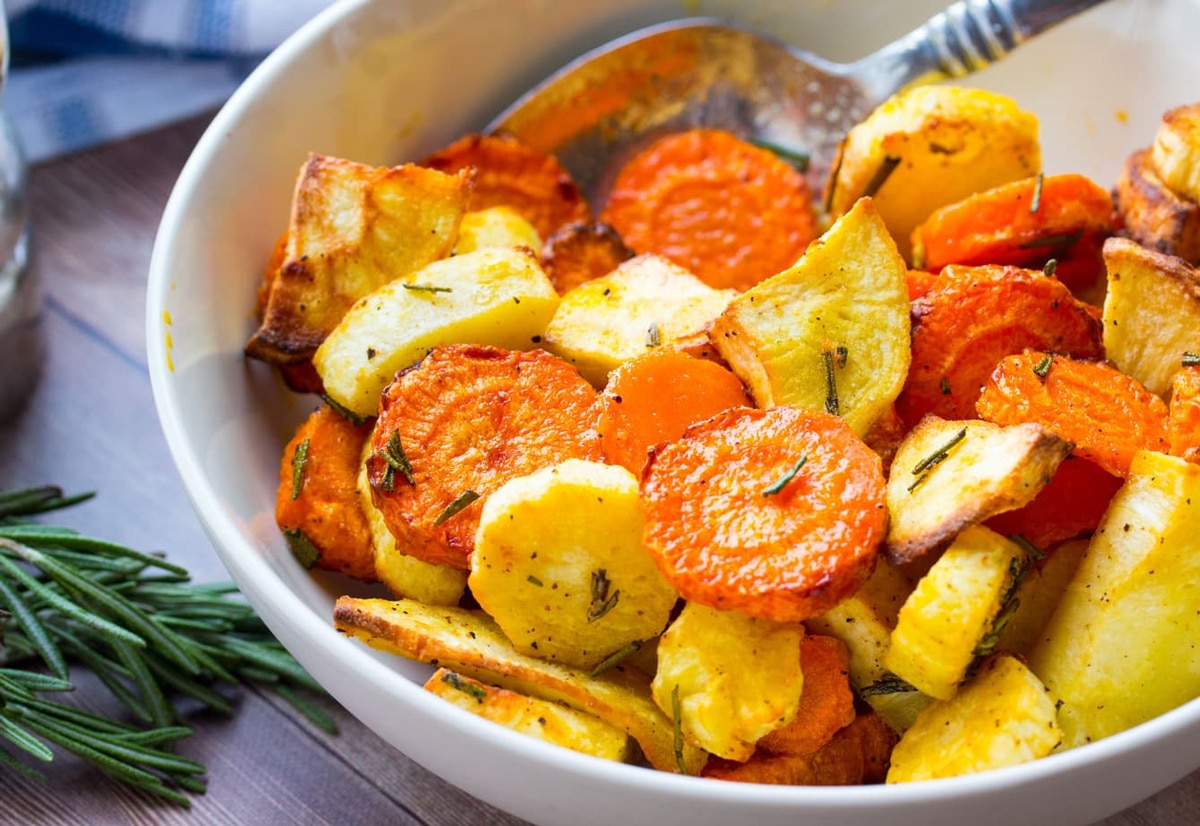 Air fryer carrots and parsnips