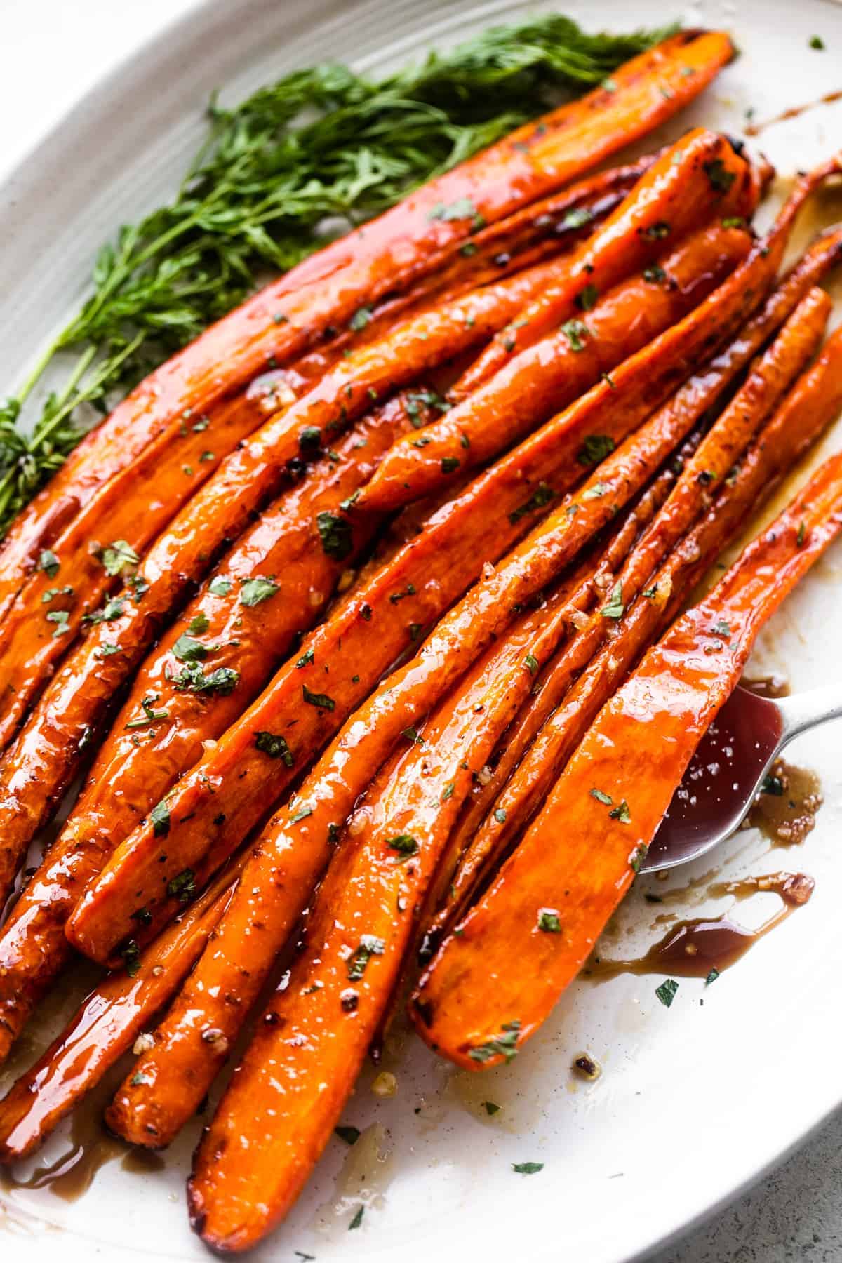 Air fryer carrots with honey balsamic glaze