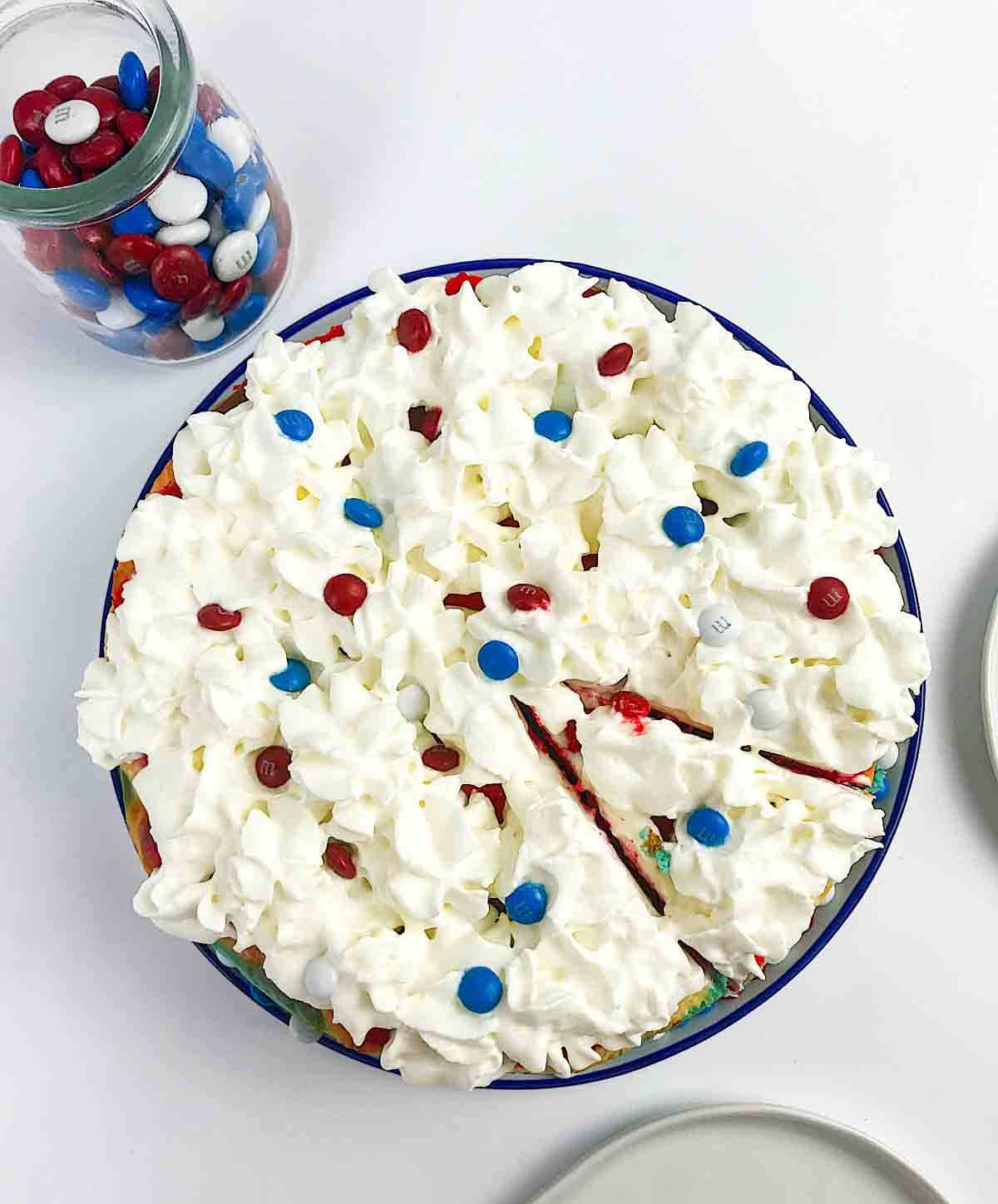 Air fryer red, white and blue cheesecake